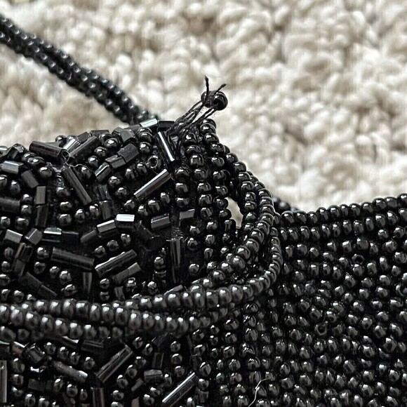 Inge Christopher Black Beaded Handbag Evening Wedding Formal Crossbody Vintage - Picture 5 of 6